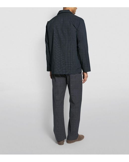 Derek Rose Blue Plaza Pyjama Set for men