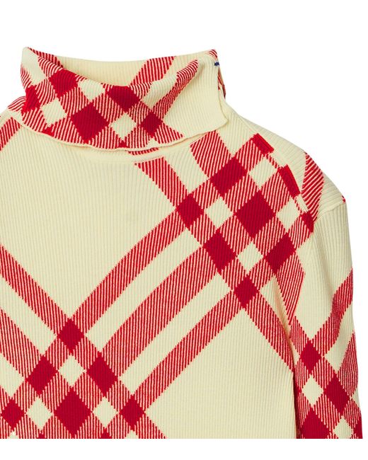 Burberry Red Wool-blend Check Print Sweater