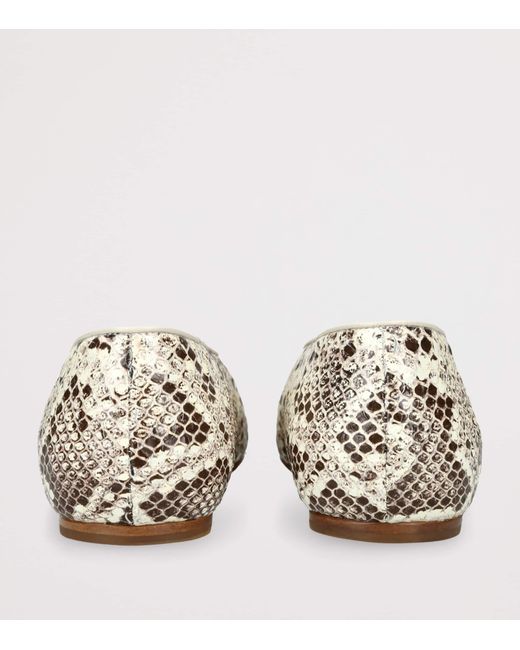 Le Monde Beryl Metallic Snakeskin-Effect Regency Ballet Flats