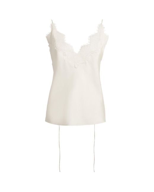 Rohe White Silk Lace-Trim Camisole Top