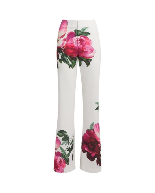 Alice + Olivia Floral Print Andrew Flared Trousers