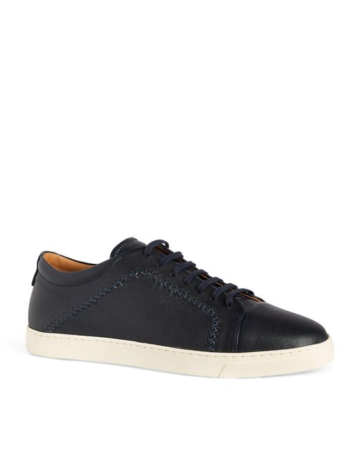 Giorgio Armani Blue Leather Low-top Sneakers for men