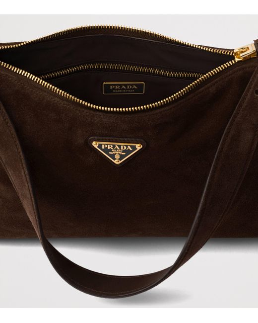 Prada Brown Medium Suede Aimée Shoulder Bag