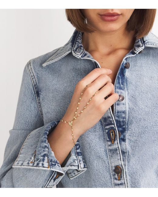 Jacquie Aiche Metallic And Diamond Marquise Blossom Finger Bracelet