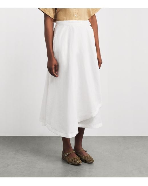 Polo Ralph Lauren White Linen Wrap Midi Skirt