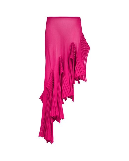 Alaïa Pink Asymmetric Leaf Midi Skirt