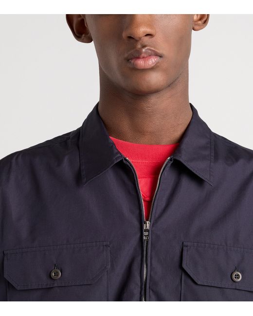 Prada Blue Cotton Bowling Shirt for men