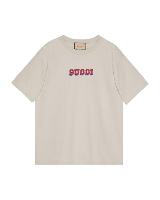 Gucci White Cotton Logo T-shirt for men