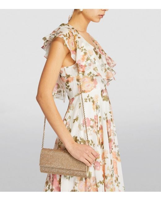 Judith Leiber Natural Satin Crystal-Embellished Perry Clutch Bag