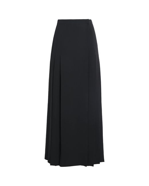 Yves Salomon Black Silk Crepe Maxi Skirt