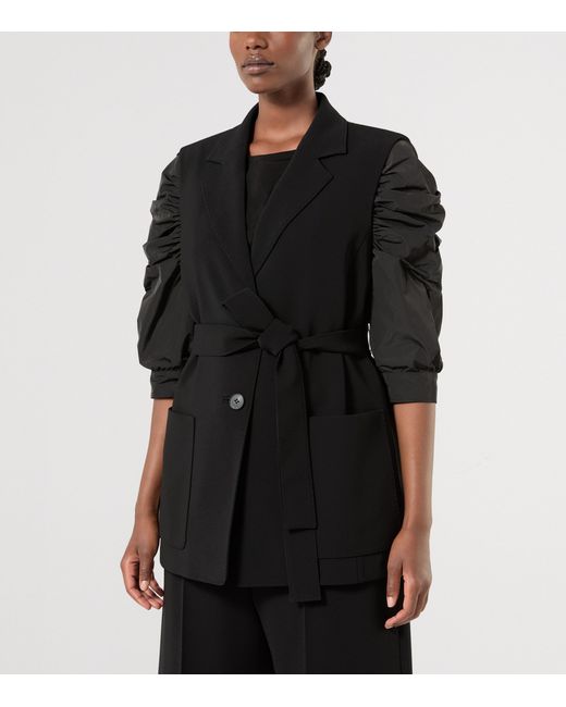 Marina Rinaldi Black Sleeveless Belted Blazer