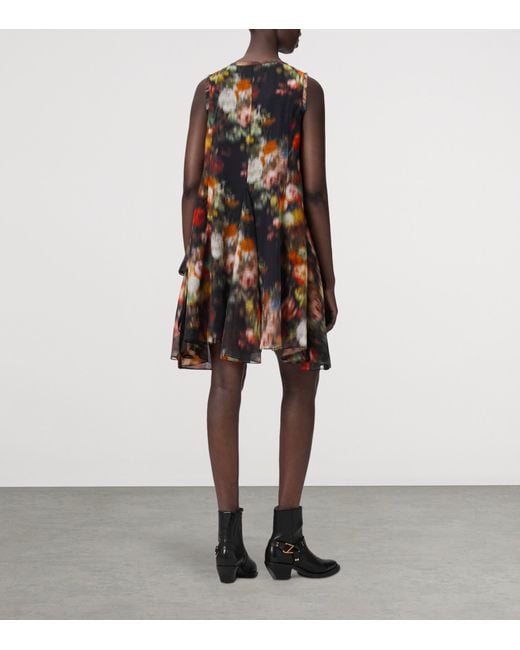 AllSaints Black Cotton Floral Sybil Mini Dress