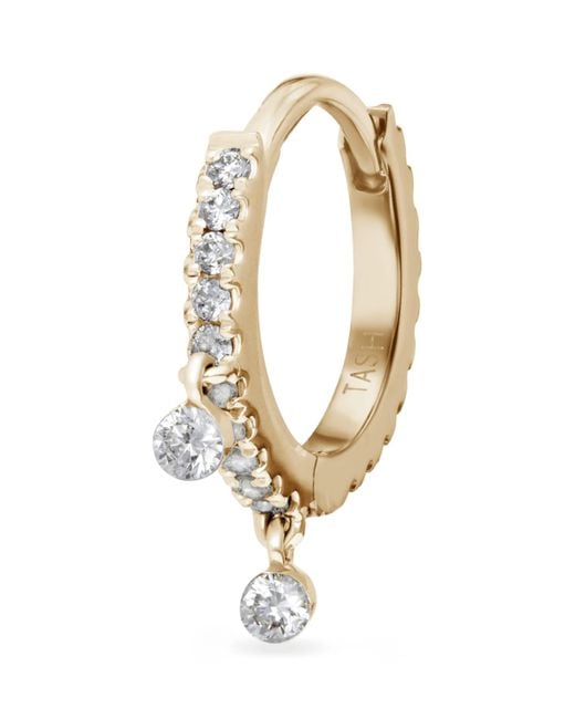 Maria Tash Metallic Diamond Eternity Double Dangle Single Hoop Earring