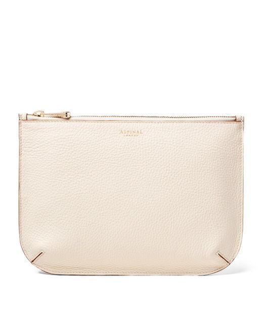 Aspinal Natural Large Leather Ella Pouch