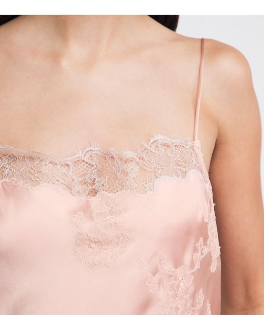 Carine Gilson Pink Silk Lace-Trim Louise Camisole