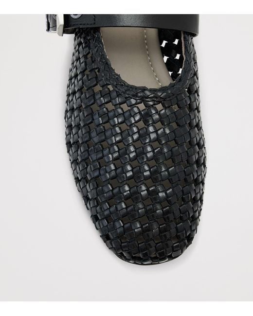 AllSaints Black Woven Leather Sabine Ballet Flats