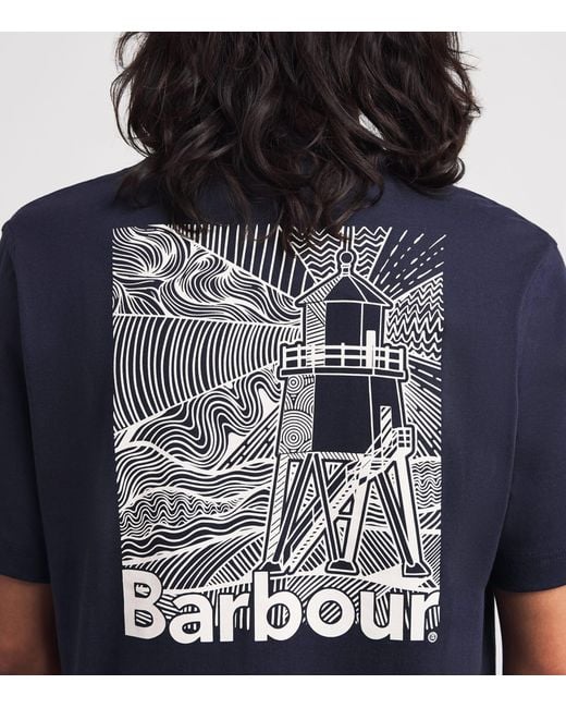 Barbour Blue Cotton Logo T-Shirt for men