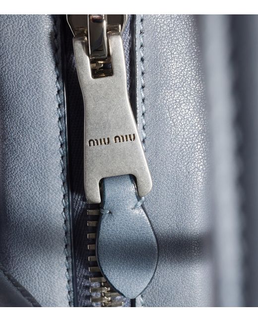Miu Miu Blue Large Nappa Leather Vivant Top-Handle Bag