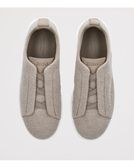 Zegna Gray Oasi Cashmere Triple Stitch Sneakers for men