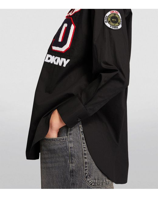 DKNY Black Embroidered Patchwork Shirt