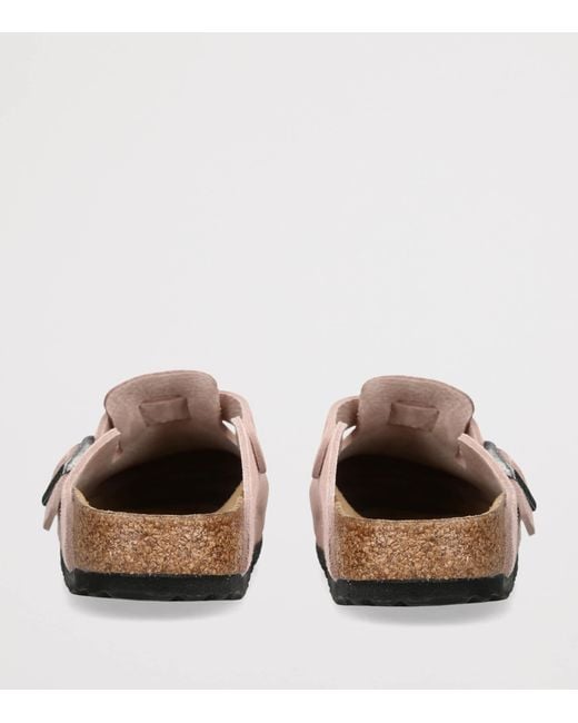 Birkenstock Pink Suede Boston Clogs