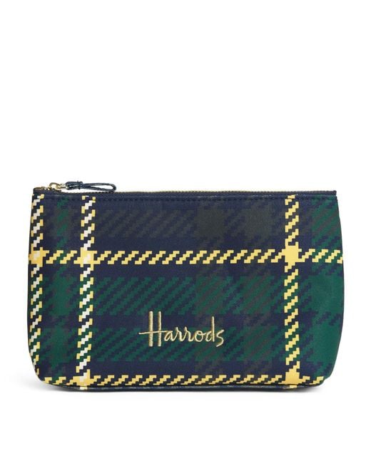Harrods Blue Small Tartan Logo Pouch