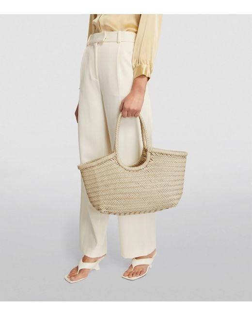 Dragon Diffusion Natural Large Leather Woven Nantucket Tote Bag