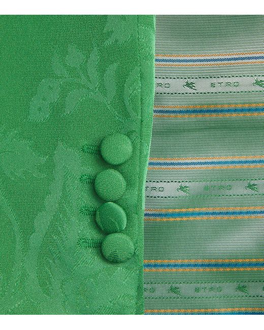 Etro Green Floral Single-Breasted Blazer