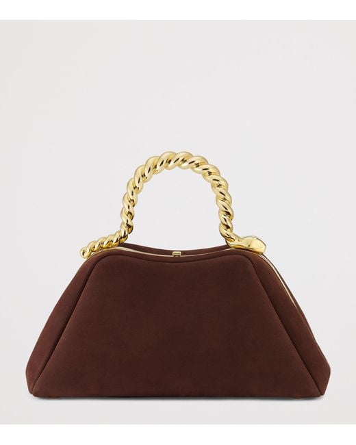 BVLGARI Brown X Geraldine Guyot Small Nubuck Leather Serpentine Top-Handle Bag