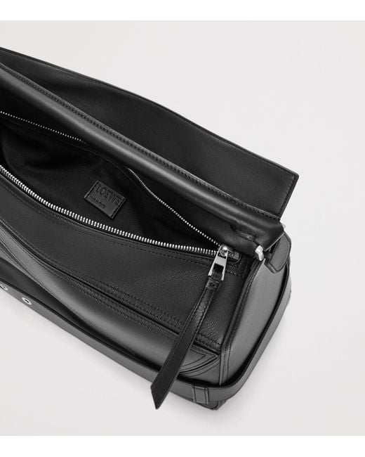 Loewe Black Large Leather Puzzle Biker Top-Handle Bag for men