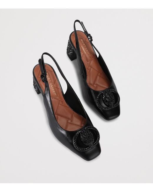 Kurt Geiger Black Leather Chelsea Slingback Block Heels