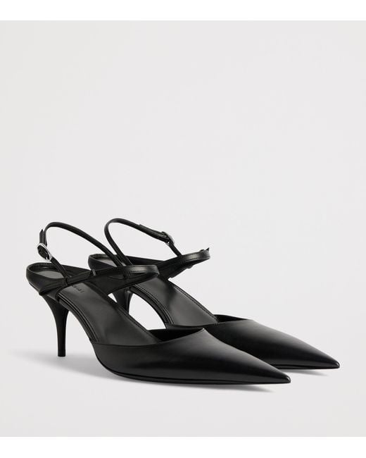 Balenciaga Black Leather Avenue Bow Slingback Pumps 70