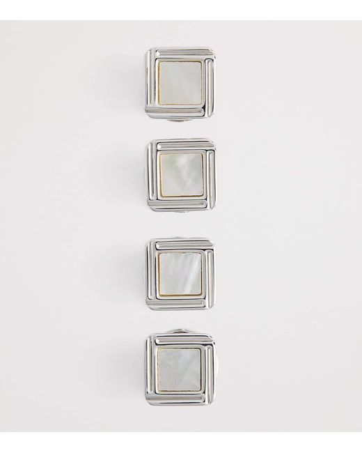 Babette Wasserman Metallic Rhodium-Plated Celtic Mother Of Pearl Cufflinks Set for men