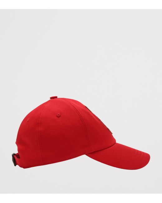 Burberry Red Cotton Gabardine Thistle Shield Cap for men