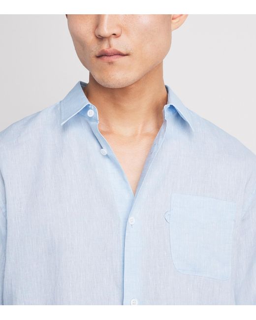 Derek Rose Blue Linen Monaco Shirt for men