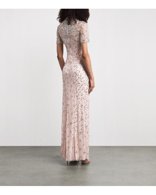 Jenny Packham Pink Embellished Orchid Maxi Dress