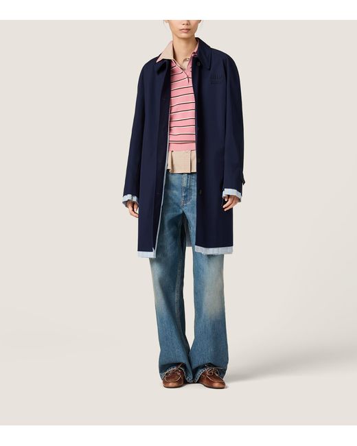 Miu Miu Pink Stretch-Cotton Stripe Polo Shirt