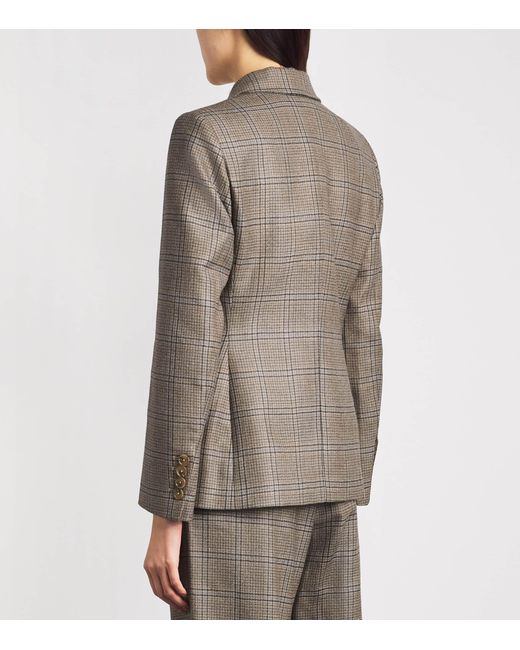 Blazé Milano Brown Virgin Wool Check Charmer Double-Breasted Blazer