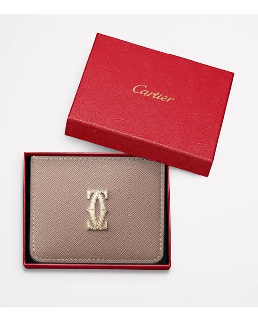 Cartier Natural Leather C De Simple Card Holder
