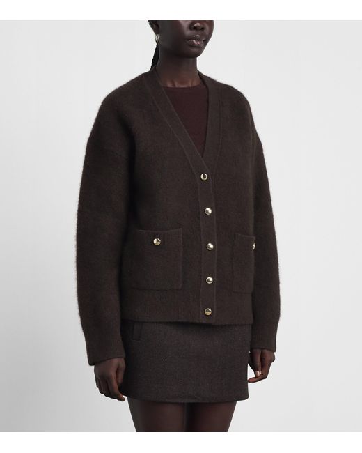 Maje Black Wool-Blend Relaxed Cardigan