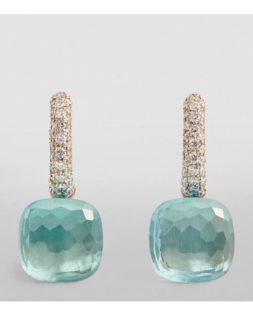 Pomellato Blue Rose, Diamond And Topaz Nudo Earrings