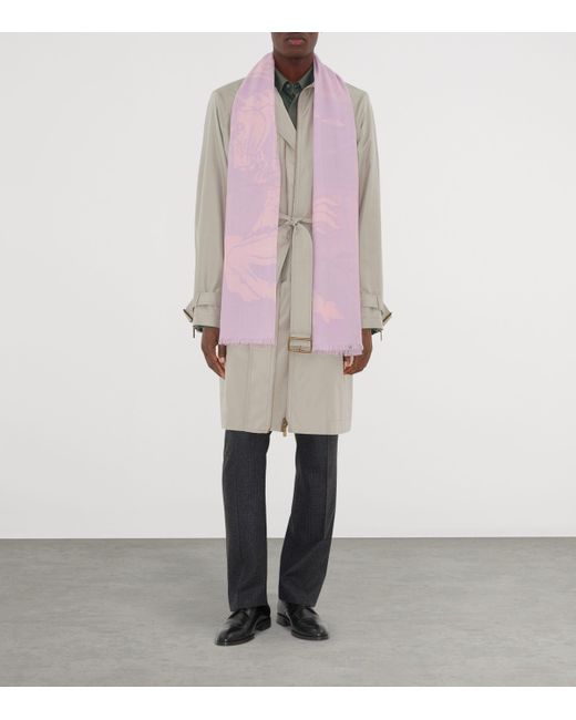 Burberry Pink Wool Wide Ekd Scarf