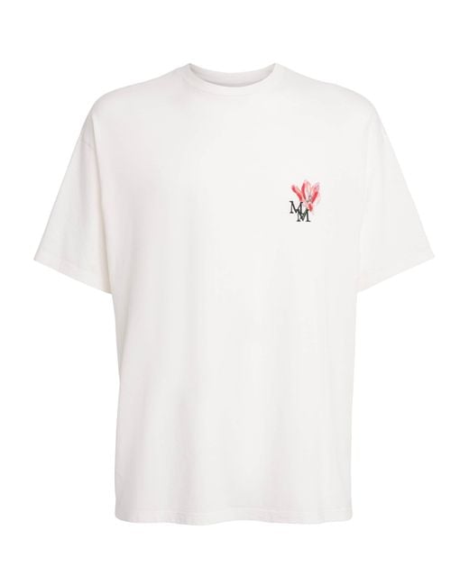 Maison Margiela White Cotton Embroidered Logo T-Shirt for men