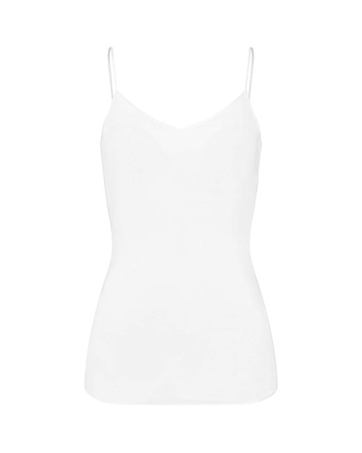 Hanro White Cotton Seamless Padded Camisole