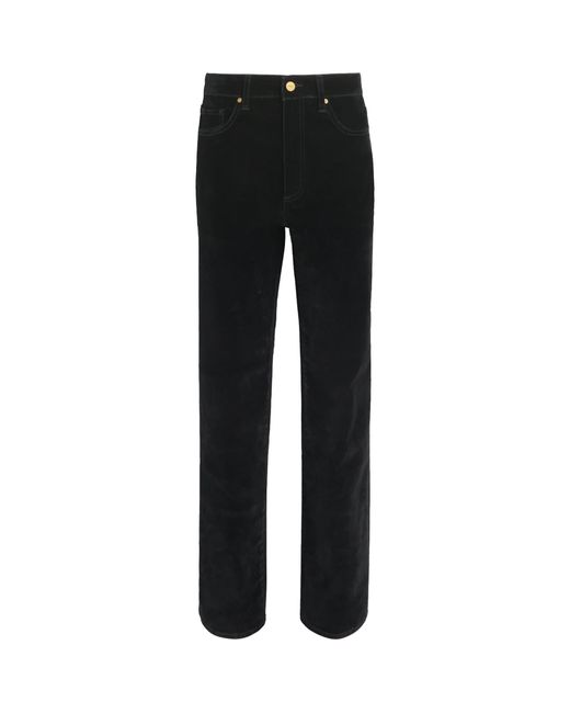 PAIGE Black Velvet Stevie High-Rise Straight Jeans