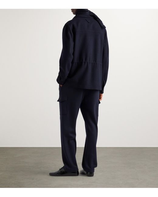 Prada Blue Cashmere-Wool Cargo Sweatpants for men