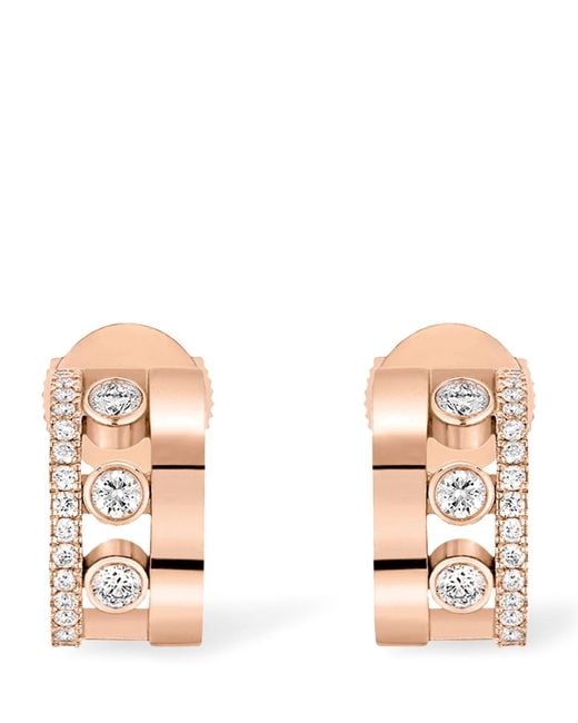 Messika Natural Rose Gold And Diamond Move Romane Hoop Earrings