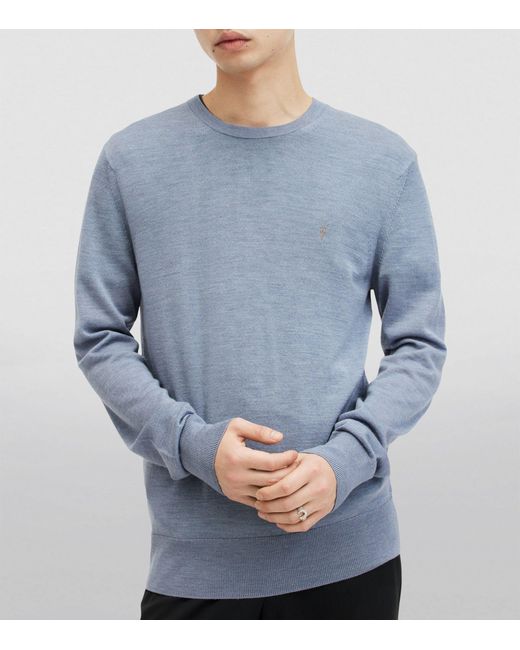 AllSaints Blue Merino Wool Mode Sweatshirt for men