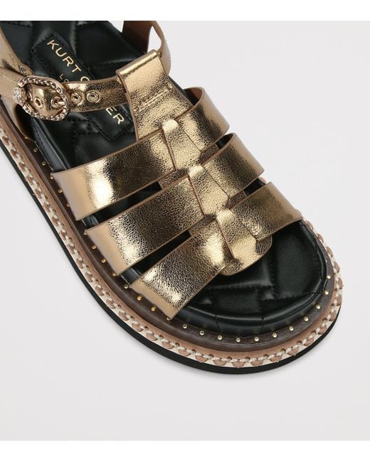 Kurt Geiger Brown Metallic Leather Orson Sandals