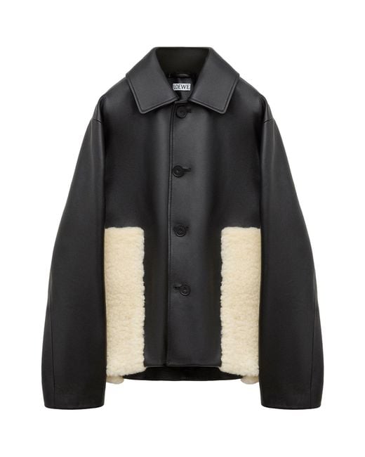 Loewe Black Nappa Lambskin Shearling-Trim Jacket